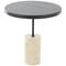 20.5" Black Wood Accent Table with Ivory Marble Base